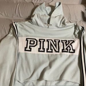 Light blue pink cropped hoodie